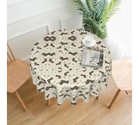 POEZJZW I Love My Dog Dachshunds Pattern Tablecloth Round 60 Inch Wrinkle Resistant For Home Kitchen Dining Table Outdoor Party Picnic