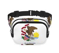 Poezjzw Illinois State Flag Travel Waist Bag Suitable For Running, Cycling And Outdoor Adventures, Store Mobile Phones And Credit Cards, Black, One Size