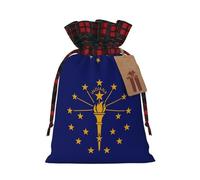 POEZJZW Indiana State Flag Drawstring Gift Bag Snack Bag Candy Bag, Perfect For Celebration Christmas Birthdays, Parties Etc