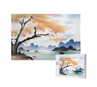 Poezjzw Ink Landscape Adult Classic Jigsaw 1000 Pieces Wooden Puzzle Modern Home Decor Intellectual Game 75x50cm