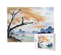 Poezjzw Ink Landscape Adult Classic Jigsaw 500 Pieces Wooden Puzzle Modern Home Decor Intellectual Game 52 X 38 Cm