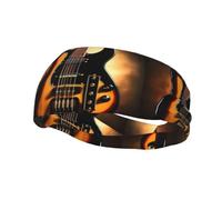 Poezjzw Instrumental Guitar Pattern Headbands Athletic Baseball Basketball Football Sweatband Breathable Elastic for Sports Running Exercise