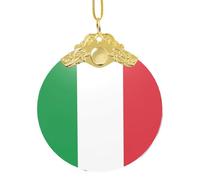 Poezjzw Italian Flag Pattern Christmas Glass Gold Metal Buckle Pendant Decorations Suitable For Home Shopping Malls And Holiday Celebrations
