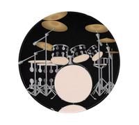 POEZJZW Jazz Drum Pattern Round Non-Slip Rubber Base Small Mouse Pad Suitable For Games Computer Laptop 7.9x7.9 In