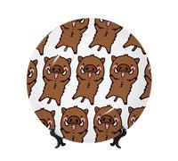 POEZJZW Jumping Boar Animation Printing Decorative Plate, 6in for Living Room Decor, Entryway Art, Gift for Home