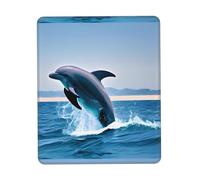 POEZJZW Jumping Up Dolphins Pattern Mouse Pad, Portable Office Non-Slip Rubber Base Wireless Mouse Pad For Office Laptop Computer Pc 7.9 X 9.5 In