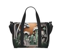 Poezjzw Jungle Paper Cutout Travel Duffel Bag Tote Carry On Luggage Bag Water Resistant Weekender Overnight Bags For Foldable, Black, One Size