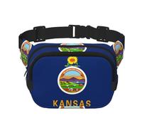 Poezjzw Kansas State Flag Travel Waist Bag Suitable For Running, Cycling And Outdoor Adventures, Store Mobile Phones And Credit Cards, Black, One Size