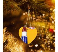 Poezjzw Kiss Art Popsicle Pattern Ceramic Heart-Shaped Christmas Tree Ornaments, Family New Year Home Souvenirs For Gatherings