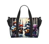 Poezjzw Kitten Playing Guitar Travel Duffel Bag Tote Carry On Luggage Bag Water Resistant Weekender Overnight Bags For Foldable, Black, One Size, Black, One Size