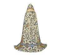 POEZJZW Labyrinth Treasure Map Pattern Hooded Cloak Robe Costume Cloak For Adult Men Women Christmas Hoodies Cape Cosplay Costumes S