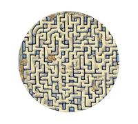 POEZJZW Labyrinth Treasure Map Pattern Round Mouse Mat, Cute Mouse Pad, Non-Slip Rubber Base With Stitched Edge, Small Size 7.9 X 7.9 Inch