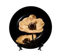 POEZJZW Late Night Flowers Pattern Bone China Decorative Plate Dinner Plates Crafts Perfect Decoration for Home Office and Coffee Shop 6in