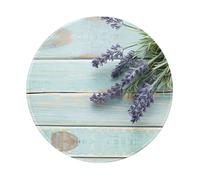 POEZJZW Lavender On Wood Pattern Round Mouse Pad, Non-Slip Rubber Base Small Mouse Pad, Suitable For Games, Computer Laptop, 7.9x7.9 Inches.