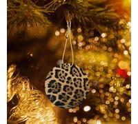 Poezjzw Leopard Print Pattern Christmas Round Ceramic Ornaments Christmas Tree Hanging Home Decoration Gatherings Souvenirs