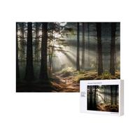 Poezjzw Light In The Forest Puzzles For Adult 300 Pieces Wooden Jigsaw For Family Friend Home Decor Wall Art 15.7 X 11in