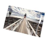 Poezjzw Lighthouse With Beautiful Cloud Pattern Set Of 6 Floral Placemats, Kitchen Placemats, Hotel, Party Table Decorations, 18 X 12 Inches