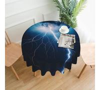 POEZJZW Lightning And Thunder Pattern Round Tablecloth 60in Suitable For Dining Tables, Coffee Tables, Parties And Family Events