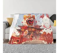 POEZJZW Lion Dance Pattern Flannel Blanket 40"X30" Blanket For Super Soft Plush For Sofa Bed Couch Camping, And Travel