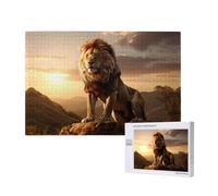 Poezjzw Lion On The Mountain Puzzles For Adult 1000 Pieces Wooden Jigsaw For Family Friend Home Decor Wall Art 29.5 X 19.7 In