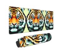 Poezjzw Little Fat Tiger Head Long Gaming Mouse Pad Large Desk Pad Keyboard Mat with Stitched Edges for Gaming and Office 31.5 X 11.8 in