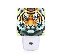 POEZJZW Little Fat Tiger Head Pattern Led Night Light Plug Into Wall with Dusk to Dawn Sensors, Warm for Bedroom Bathroom Hallway Kitchen