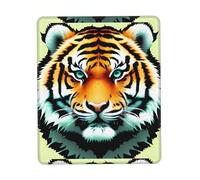 Poezjzw Little Fat Tiger Head Pattern Mouse Pad Non-Slip Rubber Stitched Edges Waterproof Gaming Mouse Mat for Desk Gaming Work Wireless Mice 7.9 X 9.5 in