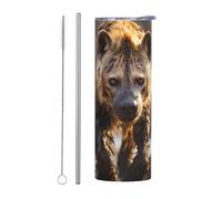 POEZJZW Lone Hyena 20 Oz Insulated Stainless Steel, Coffee Cup with Lid and Straw, Double Wall Vacuum Travel Mug Leakproof Cup