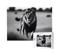 Poezjzw Lonely Lion Adult Classic Jigsaw 500 Pieces Wooden Puzzle Modern Home Decor Intellectual Game 52 X 38 Cm
