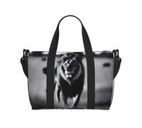 Poezjzw Lonely Lion Travel Duffel Bag Tote Carry On Luggage Bag Water Resistant Weekender Overnight Bags For Foldable, Black, One Size