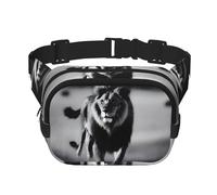 Poezjzw Lonely Lion Travel Waist Bag Suitable For Running, Cycling And Outdoor Adventures, Store Mobile Phones And Credit Cards, Black, One Size