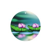 Poezjzw Lotus On The Lake Pattern Car Air Fresheners 4 Pcs Round Shape Hanging Aromatherapy Tablets Scented Fresheners For Bedroom Bathroom