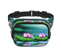 Poezjzw Lotus On The Lake Travel Waist Bag Suitable For Running, Cycling And Outdoor Adventures, Store Mobile Phones And Credit Cards, Black, One Size