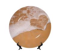 POEZJZW Love Heart Beach Pattern Bone China Decorative Plate Dinner Plates Crafts Perfect Decoration for Home Office and Coffee Shop 10in