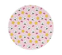 POEZJZW Lovely Rice Ball Pattern Round Non-Slip Rubber Base Small Mouse Pad Suitable For Games Computer Laptop 7.9x7.9 In