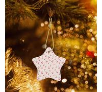 Poezjzw Lovely Sweet Red Cherry Pattern Christmas Star Ceramic Ornaments Christmas Tree Hanging Home Decoration Gatherings Souvenirs