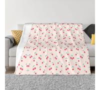 POEZJZW Lovely Sweet Red Cherry Pattern Fashion Flannel Bed Blanket Cozy Blanket Soft And Warm Sofa Bedroom Blanket 50"X40"