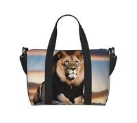 Poezjzw Lucky Lion Travel Duffel Bag Tote Carry On Luggage Bag Water Resistant Weekender Overnight Bags For Foldable, Black, One Size