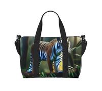 Poezjzw Lucky Tiger Travel Duffel Bag Tote Carry On Luggage Bag Water Resistant Weekender Overnight Bags For Foldable, Black, One Size