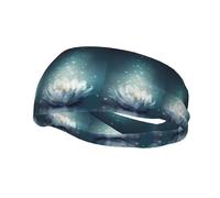 Poezjzw Magic Lotus Floral Pattern Sports Headband Suitable For Running Yoga Elasticated Moisture Wicking Hairband