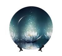 POEZJZW Magic Lotus Floral Printing Decorative Plate, 7in for Living Room Decor, Entryway Art, Gift for Home