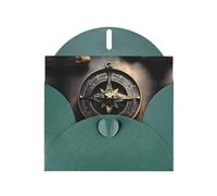 POEZJZW Magical Design Norse Runes Compass Pearl Paper Christmas Cards, With Dark Green Envelopes, Thank You Cards, Wedding, Valentine'S Day Cards 10-Count