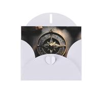 POEZJZW Magical Design Norse Runes Compass Pearl Paper Christmas Cards, With White Envelopes, Thank You Cards, Wedding, Valentine'S Day Cards 10-Count