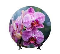 POEZJZW Malaysian National Flower Pattern Decorative Plate, 7in,Microwave/Oven/Dishwasher Safe, Scratch Resistant, for Living Room Decor, Entryway Art, Gift for Home