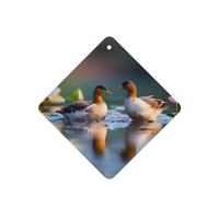 Poezjzw Mandarin Ducks In Water Pattern Car Air Fresheners 4 Pcs Square Hanging Aromatherapy Tablets Scented Fresheners For Bedroom Bathroom