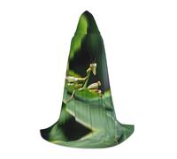 POEZJZW Mantis On A Leaf Pattern Hooded Cloak Robe Costume Cloak For Adult Men Women Christmas Hoodies Cape Cosplay Costumes, Black, Large