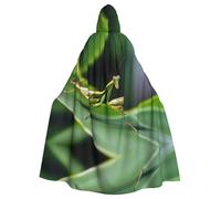 POEZJZW Mantis On A Leaf Pattern Hooded Cloak Robe Costume For Adult Men Women Christmas Hoodies Cape Cosplay Costumes