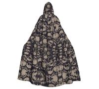POEZJZW Many Skulls Get Together Pattern Poncho Halloween Hooded Cape Women'S Men'S Halloween Dress Up Party Cosplay Costumes