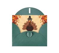 POEZJZW Maple Leaf Dark Brown Turkey Patterned Pearl Paper Blank Greeting Card Suitable For Birthday Wedding Party Invitation With Dark Green Envelope