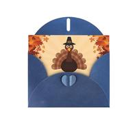 POEZJZW Maple Leaf Dark Brown Turkey Patterned Pearl Paper Blank Greeting Card Suitable For Birthday Wedding Party Invitation With Blue Envelope